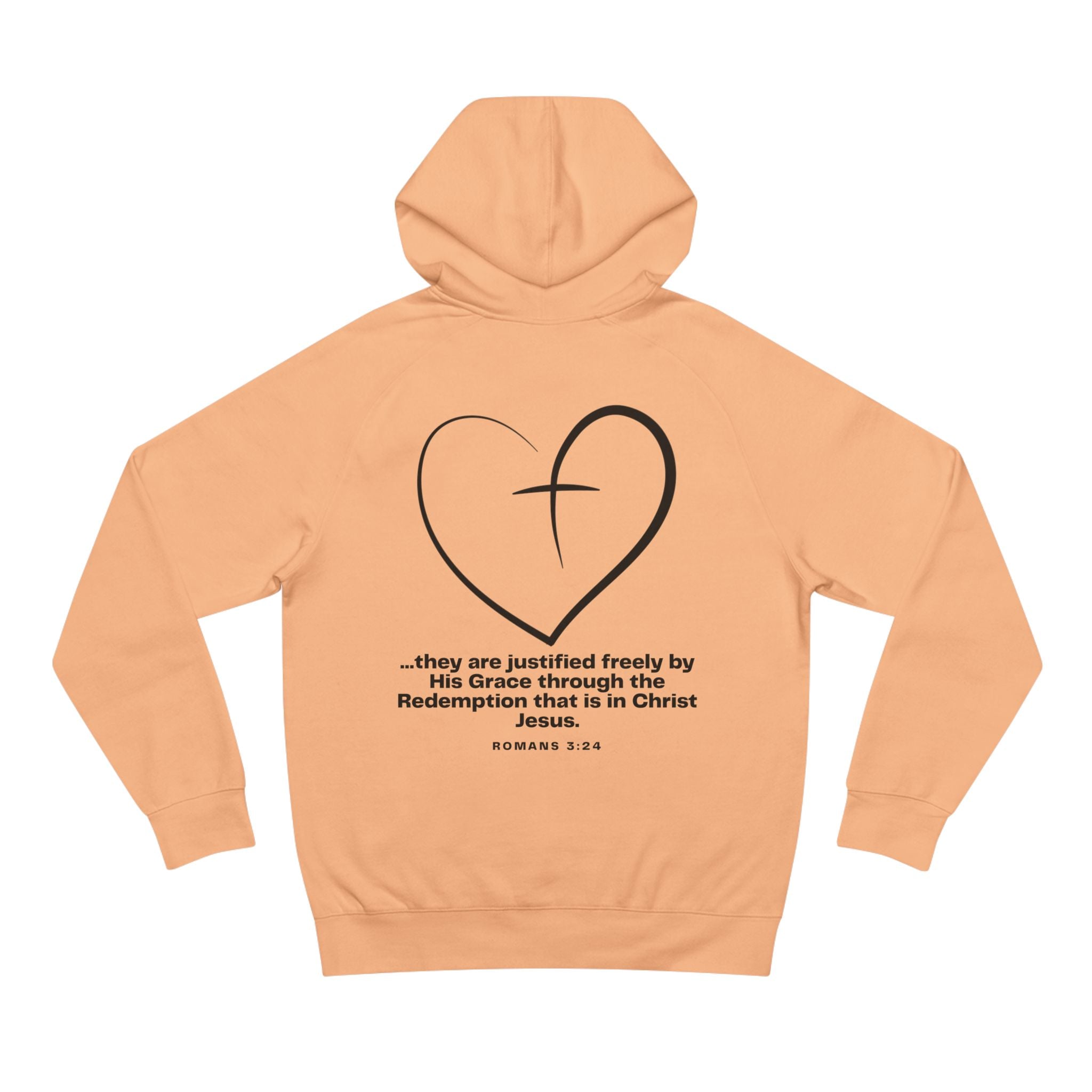 Redeemed Scripture Hoodie, Faith-Based Unisex Premium Sweatshirt, Romans 3: 24 verse