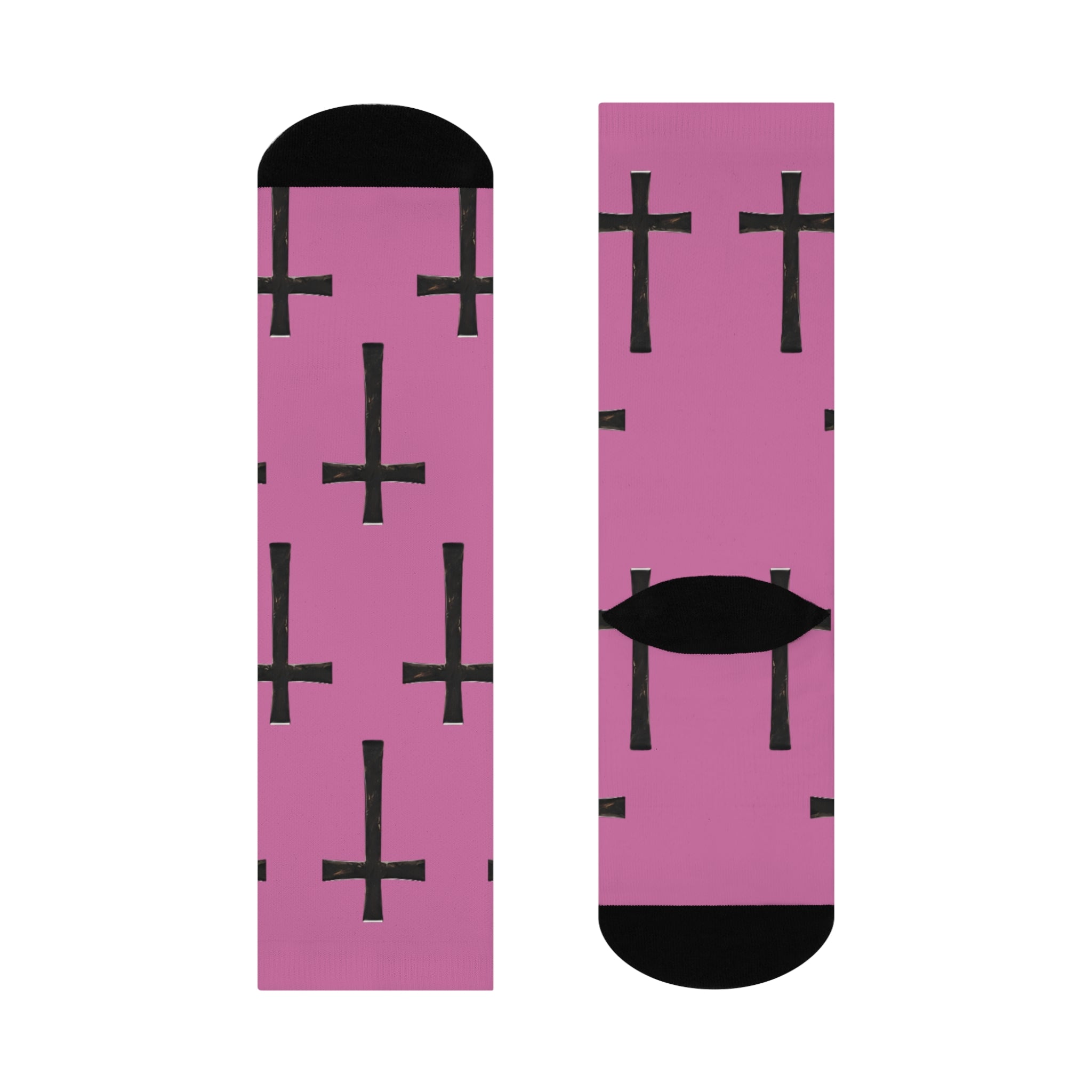 Faith-Inspired Cushioned Crew Socks for Comfort, Stylish Cross-Patterned Socks, Gift for Christian Friends, Cozy Accessories, Everyday Wear