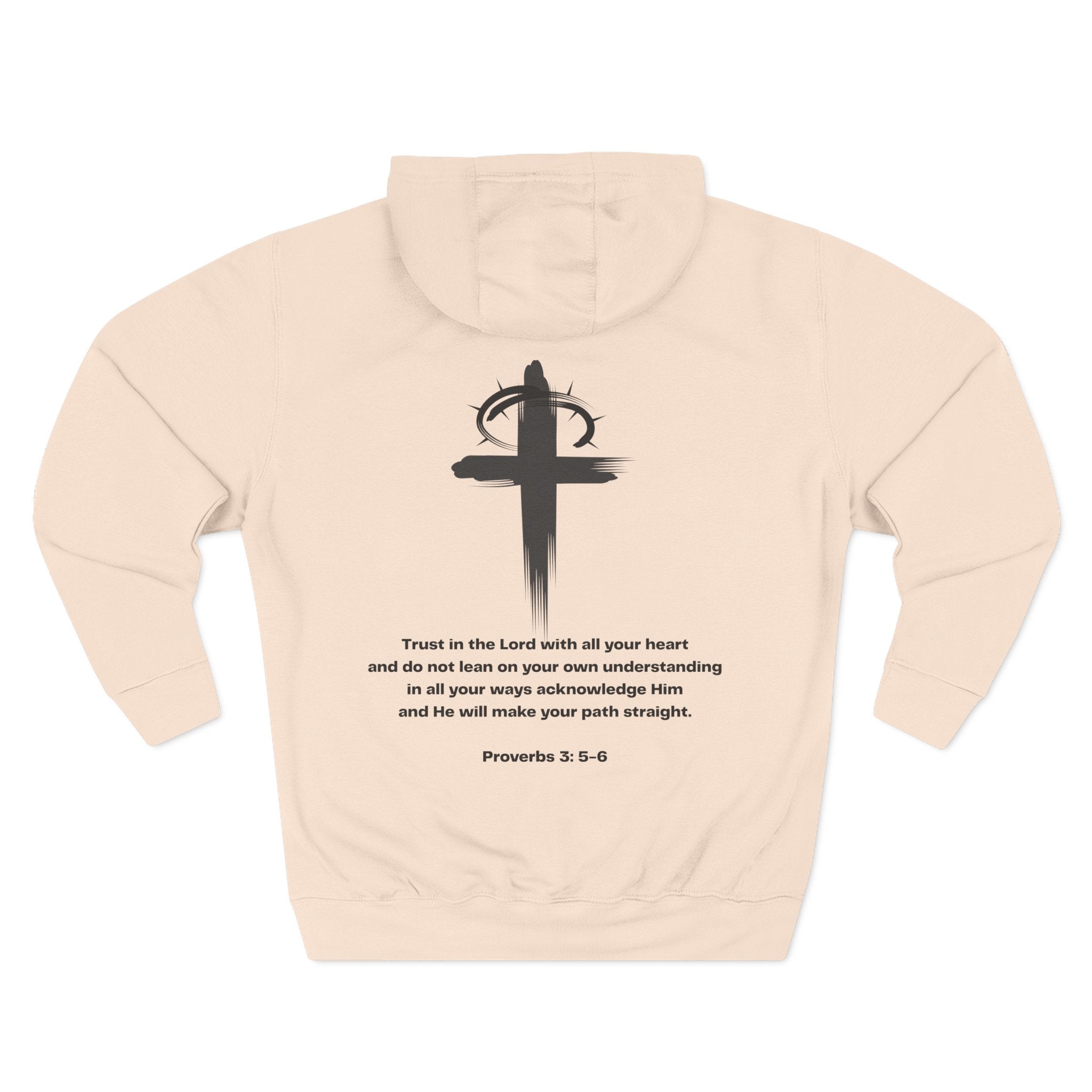Fleece Hoodie with I AM Cross Crown Proverbs 3:4-5