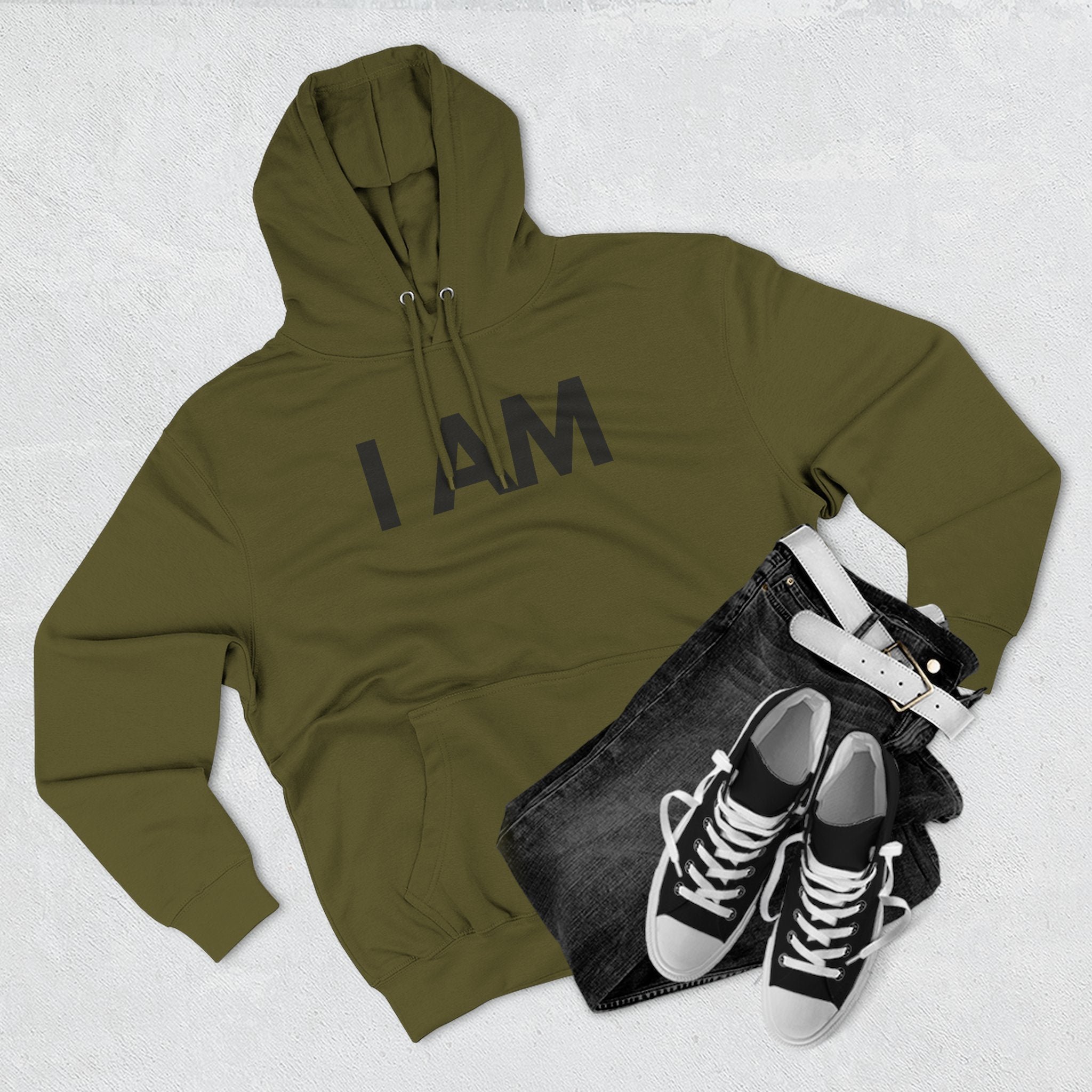 Fleece Hoodie with I AM Cross Crown Proverbs 3:4-5